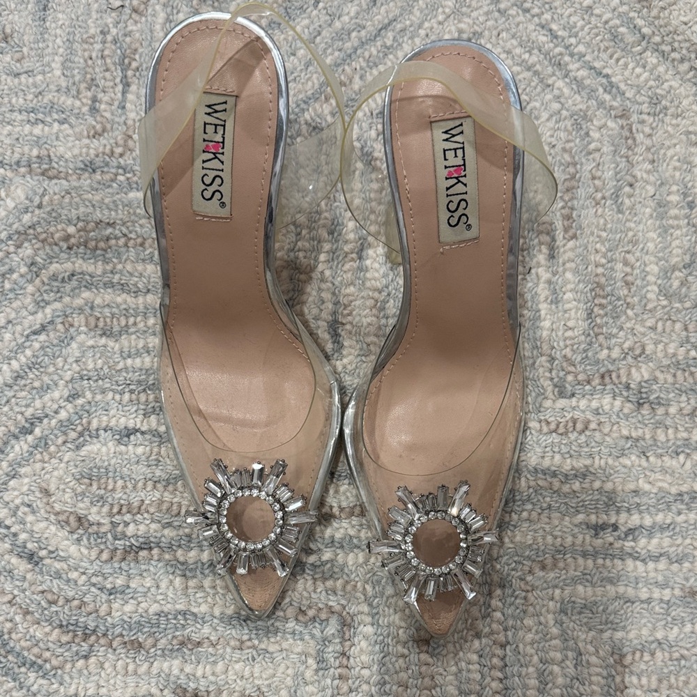 Kiss Silver Heels with Crystal Accents